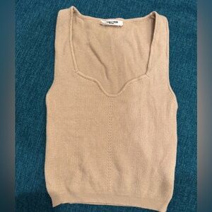 Double Zero Tan V-Neck Knit Sweater Tank Top